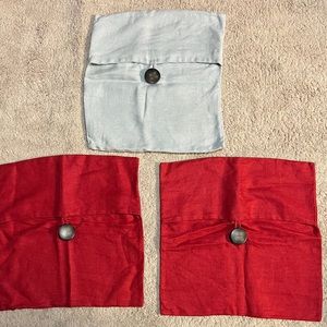 Pottery Barn 18” linen pillow with button closures, lot of 3